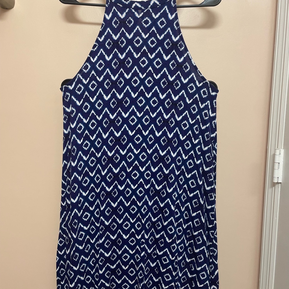 LOFT Navy and White Geometric Mini Dress